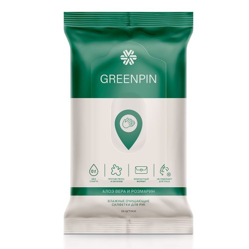 Влажные очищающие салфетки для рук GREENPIN 24 штуки